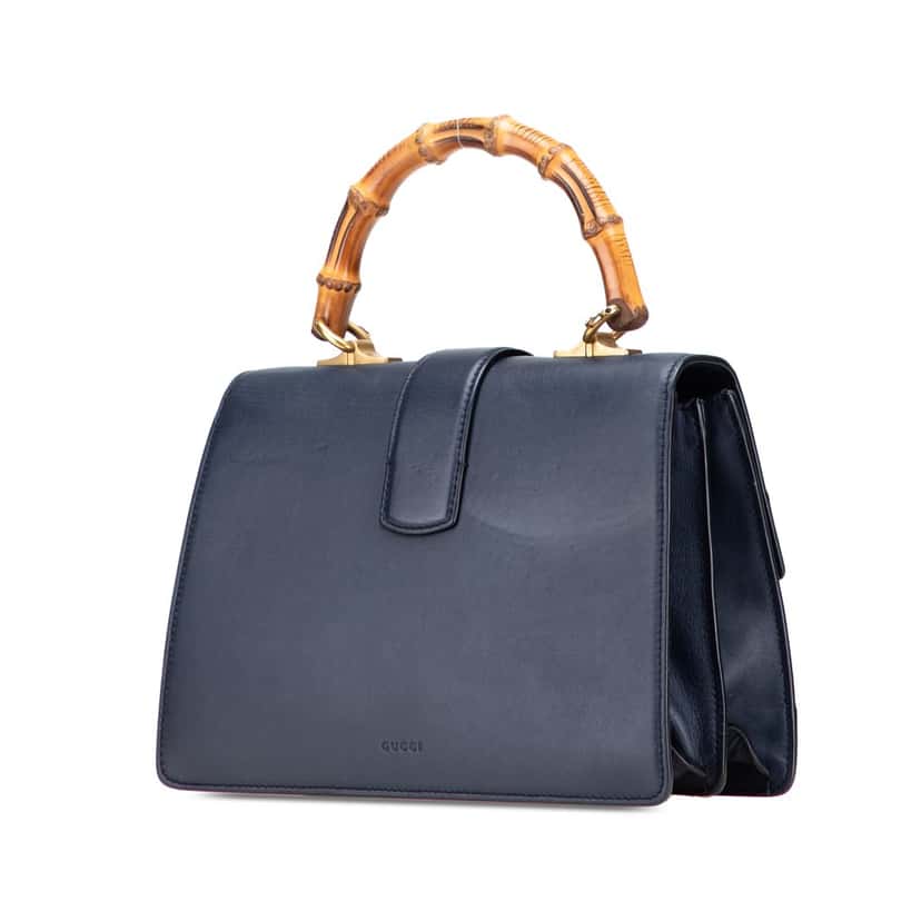 Gucci Medium Leather Bamboo Dionysus Web Satchel Blue Leather Good condition - Back View