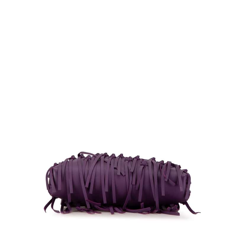 Bottega Veneta Medium Nappa Intrecciato Fringe Nodini Crossbody Purple Leather Good condition - Inside View