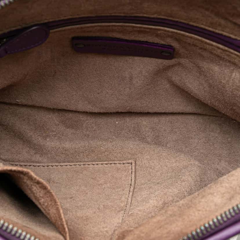 Bottega Veneta Medium Nappa Intrecciato Fringe Nodini Crossbody Purple Leather Good condition - Model View