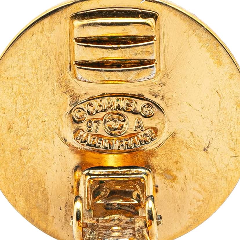 Chanel Gold Plated CC Turnlock Round Clip On Earrings Gold Metal Good condition - Inside View