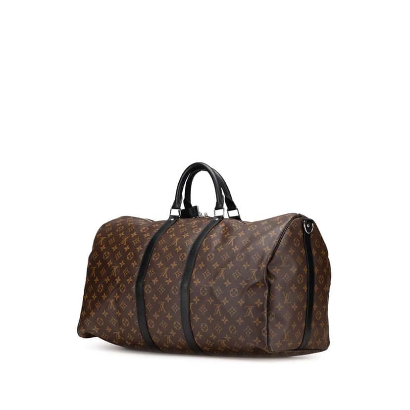 Louis Vuitton Monogram Macassar Keepall Bandouliere 55 Brown Canvas Good condition - Back View
