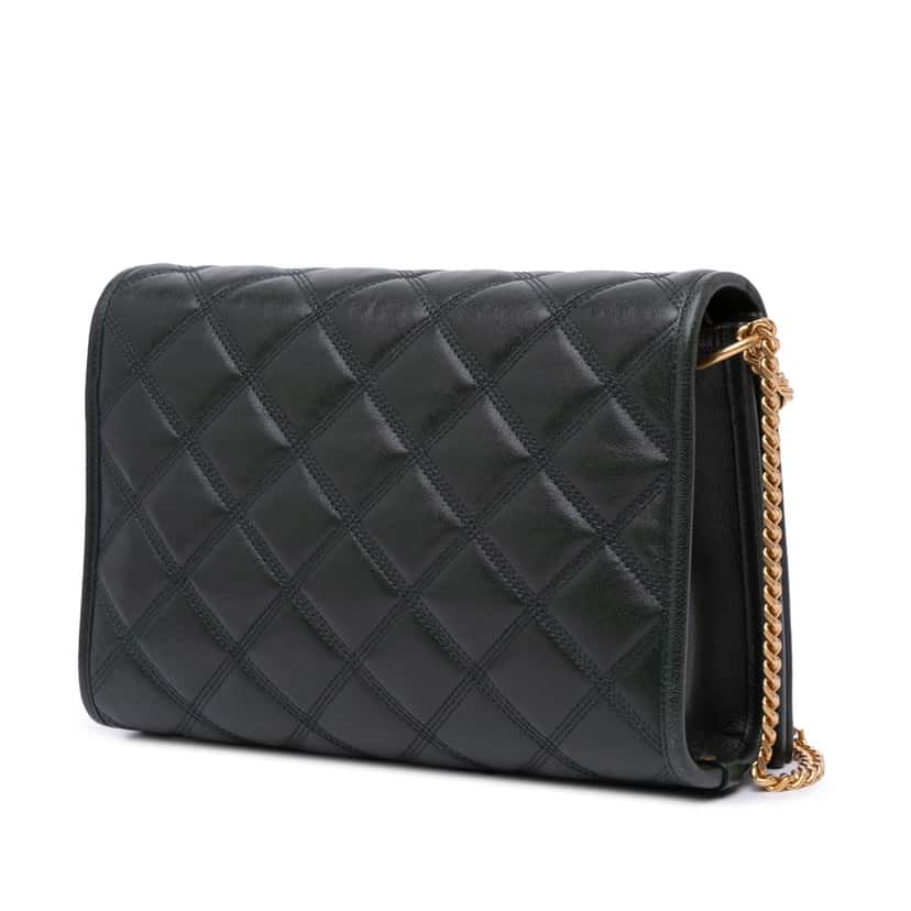Saint Laurent Small Quilted Lambskin Becky Chain Shoulder Bag Green Leather Good condition - Back View