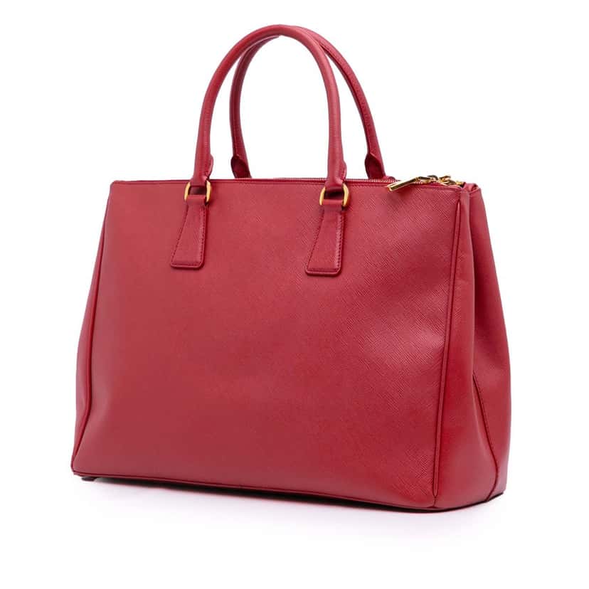Prada Large Saffiano Lux Galleria Double Zip Satchel Red Leather Good condition - Back View