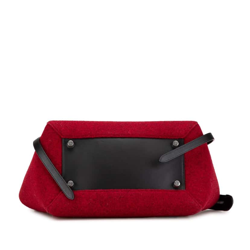 Celine Mini Felt and Calfskin Belt Satchel Red Wool Very good condition - Inside View