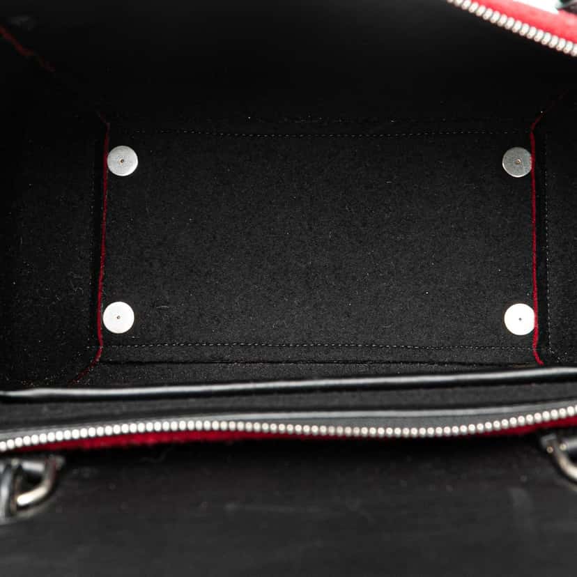 Celine Mini Felt and Calfskin Belt Satchel Red Wool Very good condition - Model View