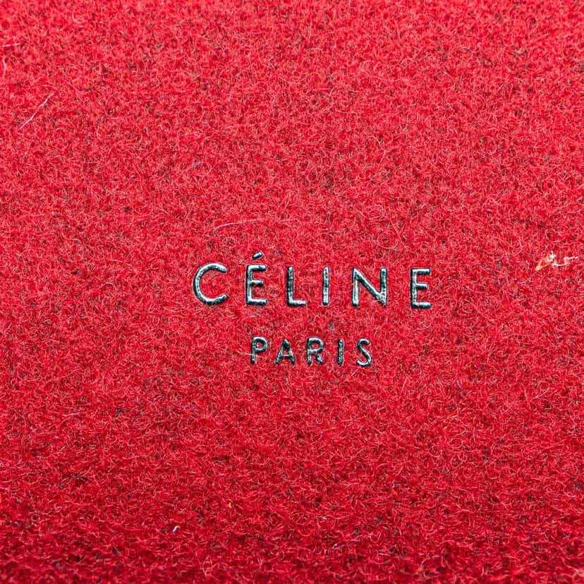 Celine Mini Felt and Calfskin Belt Satchel Red Wool Very good condition - Box View