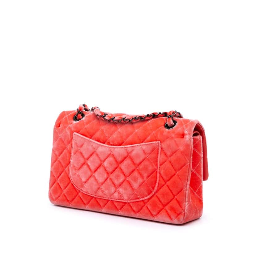 Chanel Medium Classic Velvet Double Flap Red Velvet Very good condition - Back View