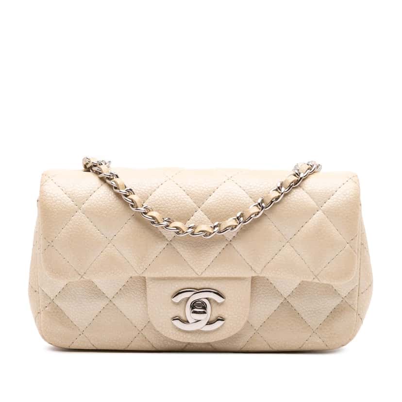 Chanel Extra Mini Rectangular Classic Caviar Single Flap Brown Leather Good condition - Front View