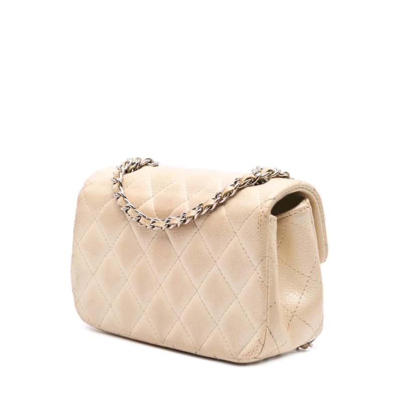 Chanel Extra Mini Rectangular Classic Caviar Single Flap Brown Leather Good condition - Back View