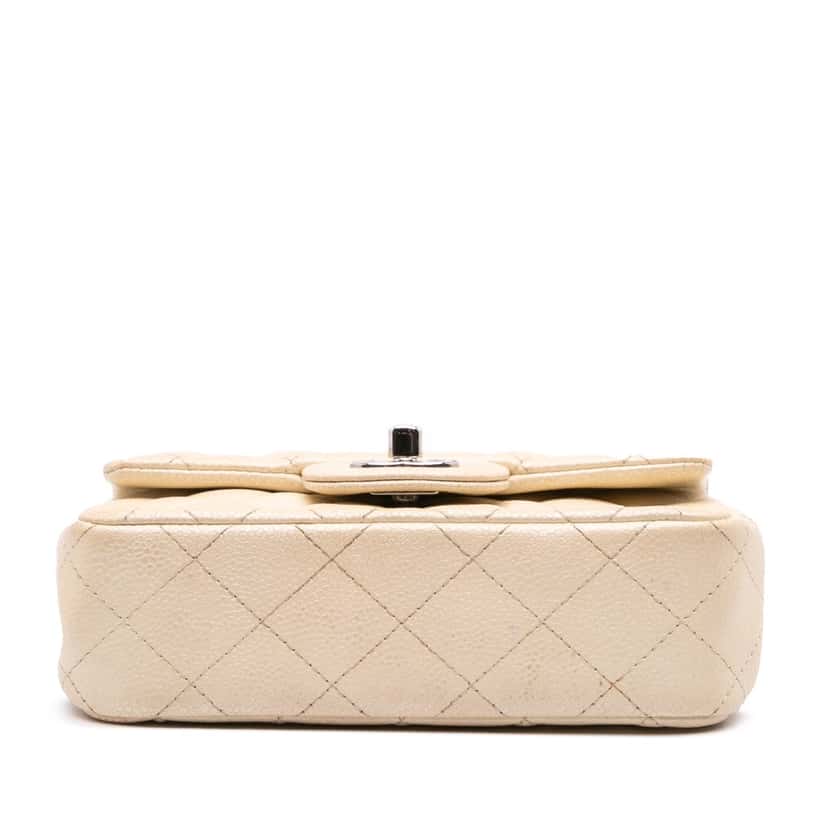 Chanel Extra Mini Rectangular Classic Caviar Single Flap Brown Leather Good condition - Inside View