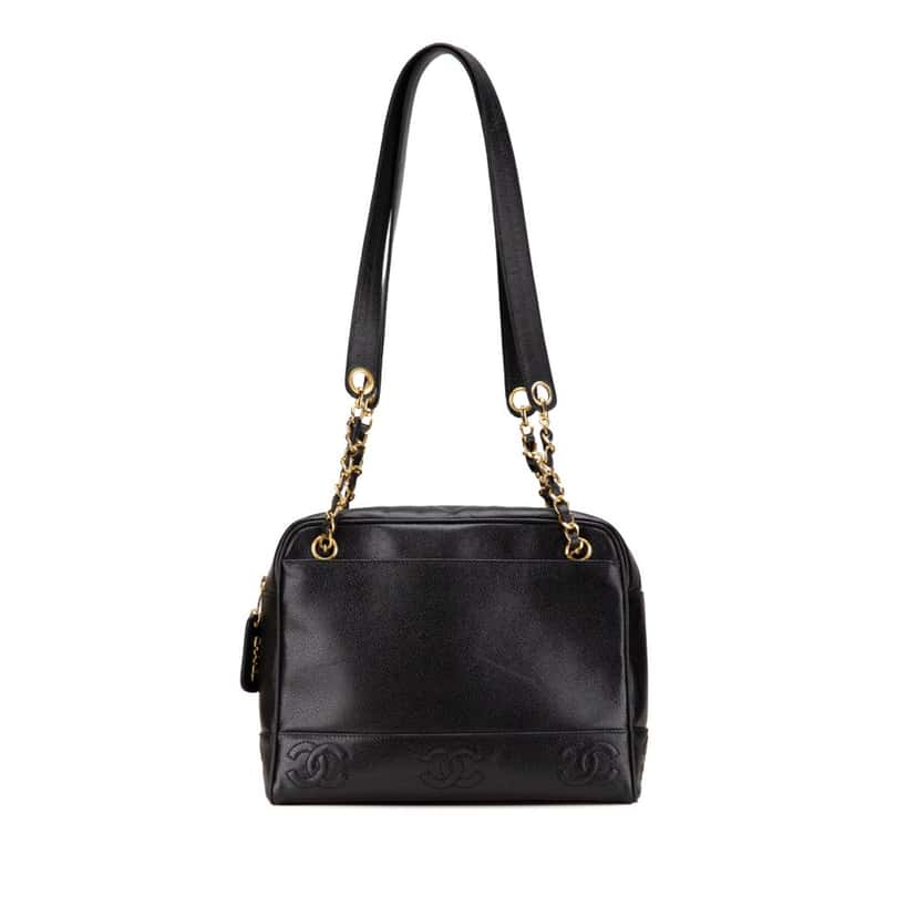 Chanel Triple CC Caviar Shoulder Bag Black Leather Good condition - Front View