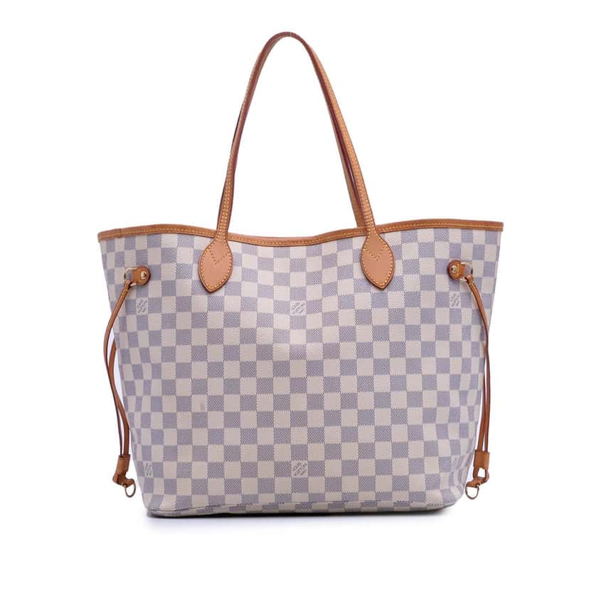 Louis Vuitton Damier Azur Neverfull MM White Canvas Good condition - Front View