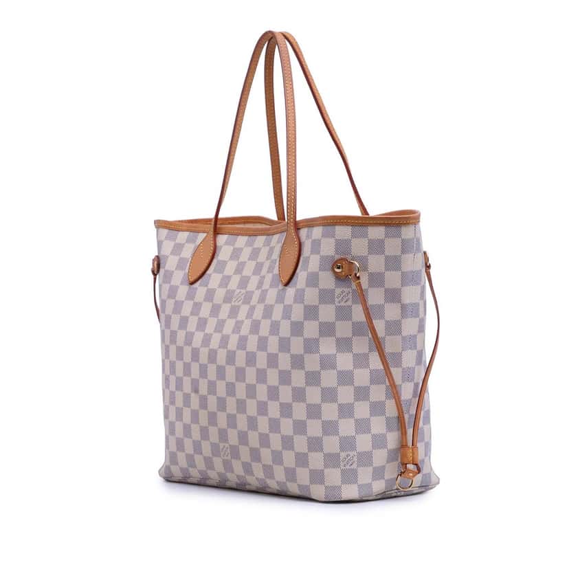 Louis Vuitton Damier Azur Neverfull MM White Canvas Good condition - Back View