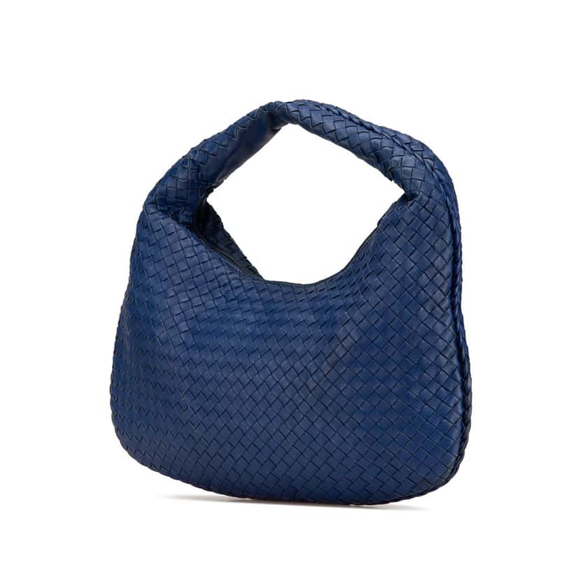 Bottega Veneta Small Nappa Intrecciato Veneta Hobo Blue Leather Good condition - Back View