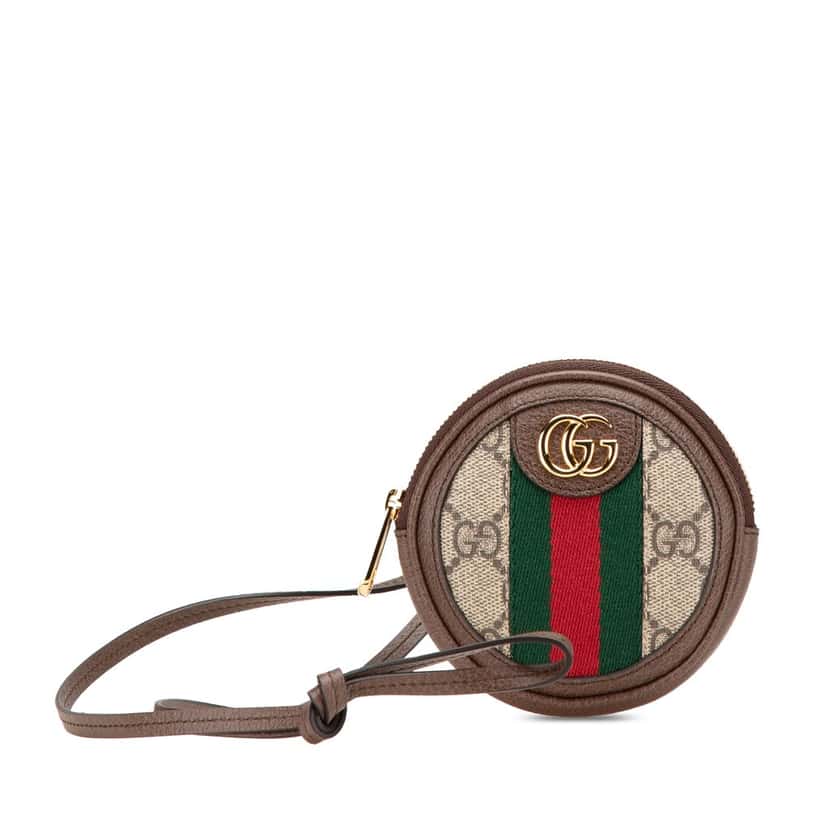 Gucci Mini GG Supreme Ophidia Round Neck Pouch Brown Canvas Very good condition - Front View