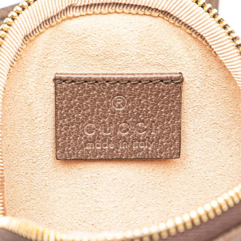 Gucci Mini GG Supreme Ophidia Round Neck Pouch Brown Canvas Very good condition - Box View
