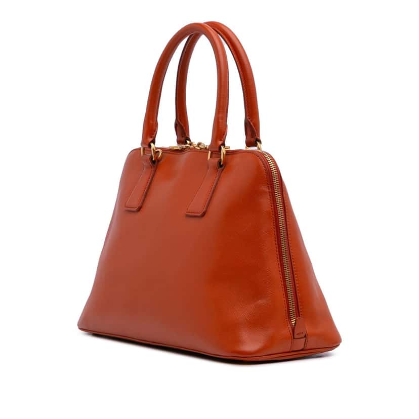 Prada Medium Saffiano Lux Promenade Satchel Orange Leather Good condition - Back View