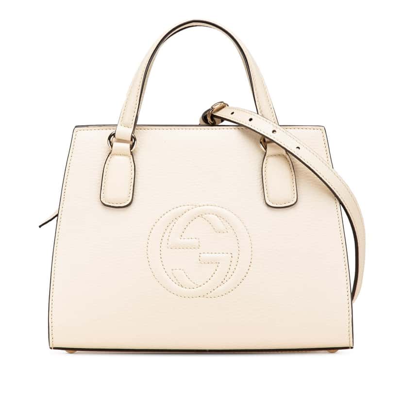Gucci Medium Dollar Calf Soho Satchel White Leather Good condition - Front View