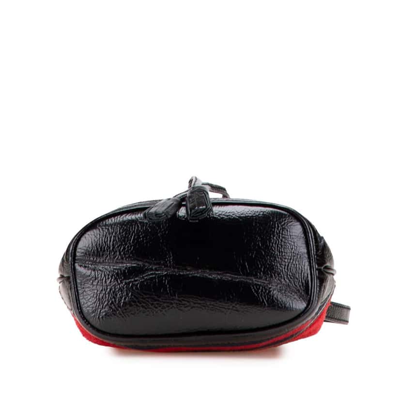 Gucci Mini Suede and Patent Web Ophidia Bucket Bag Red Leather Good condition - Inside View