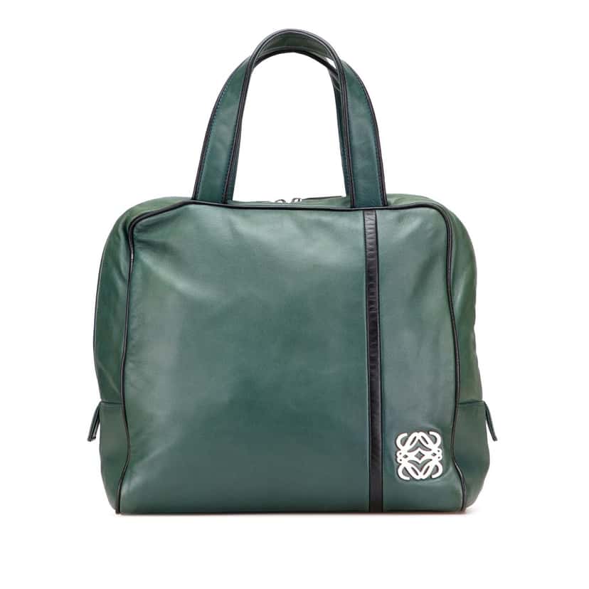 Loewe Anagram Leather Handbag Green Leather Good condition - Front View