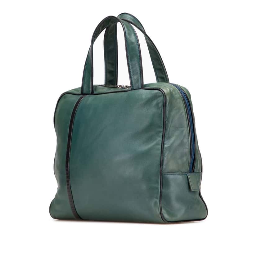 Loewe Anagram Leather Handbag Green Leather Good condition - Back View