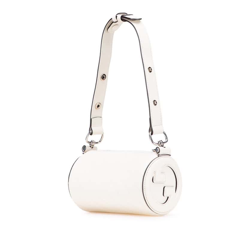 Gucci Mini Leather Blondie Barrel Shoulder Bag White Leather Good condition - Back View