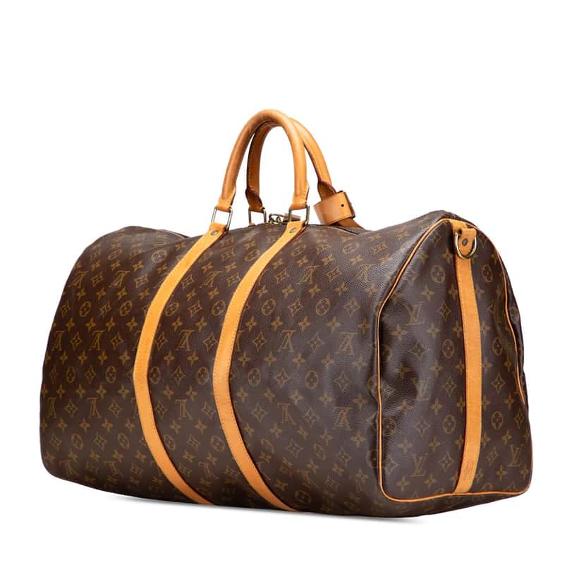 Louis Vuitton Monogram Keepall Bandouliere 55 Brown Canvas Fair condition - Back View