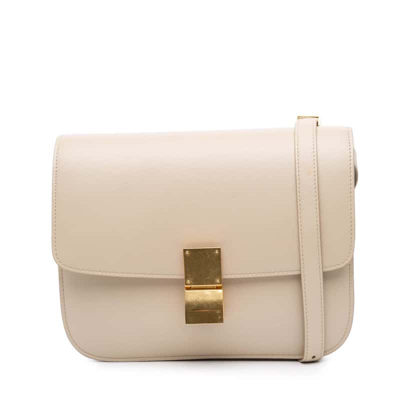 Celine Medium Calfskin Classic Box Brown Leather Good condition - Front View