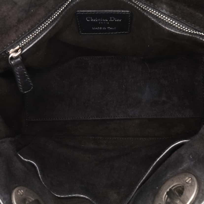 Dior Medium Calfskin Checkered Lady Dior Black Leather Good condition - Model View