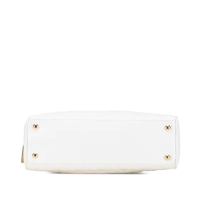 Chanel CC Quilted Caviar Bowling Bag White Leather Good condition - Inside View