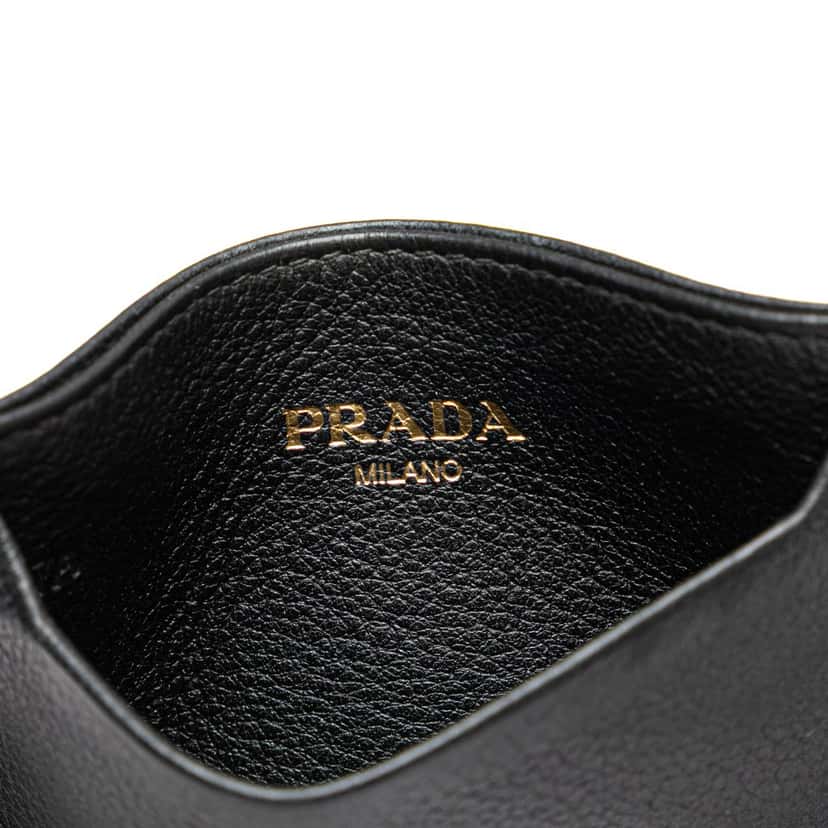 Prada Leather Card Case Black Leather Good condition - Box View