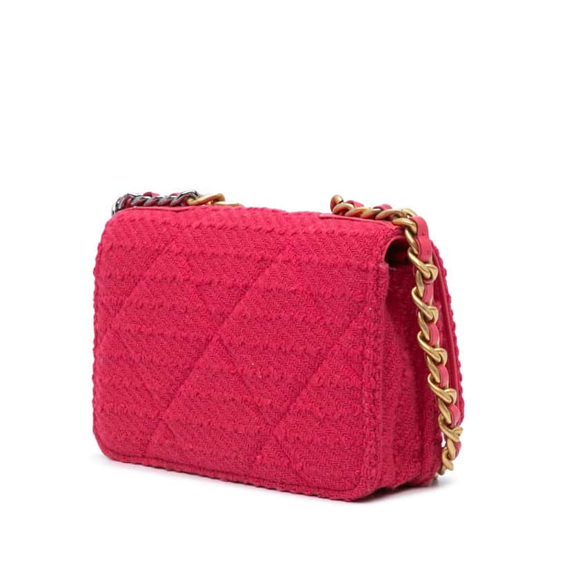 Chanel Tweed 19 Wallet On Chain Pink Tweed Good condition - Back View