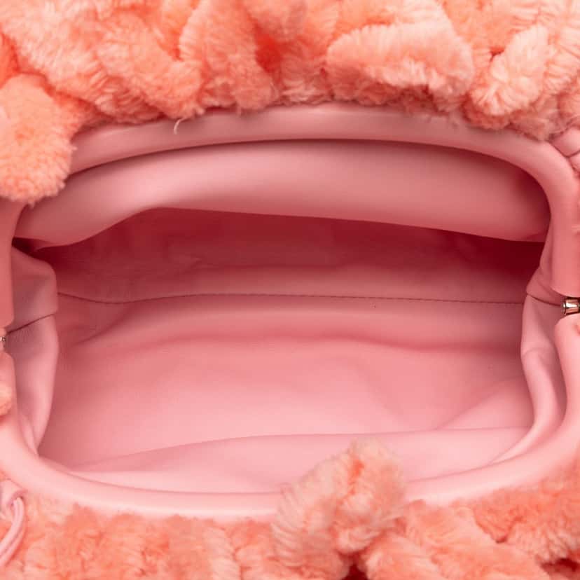 Bottega Veneta Chenille The Mini Pouch Crossbody Pink Wool Good condition - Box View