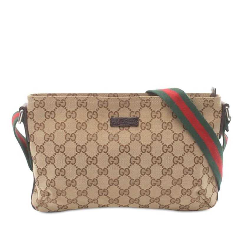 Gucci GG Canvas Web Crossbody Brown Canvas Good condition - Front View