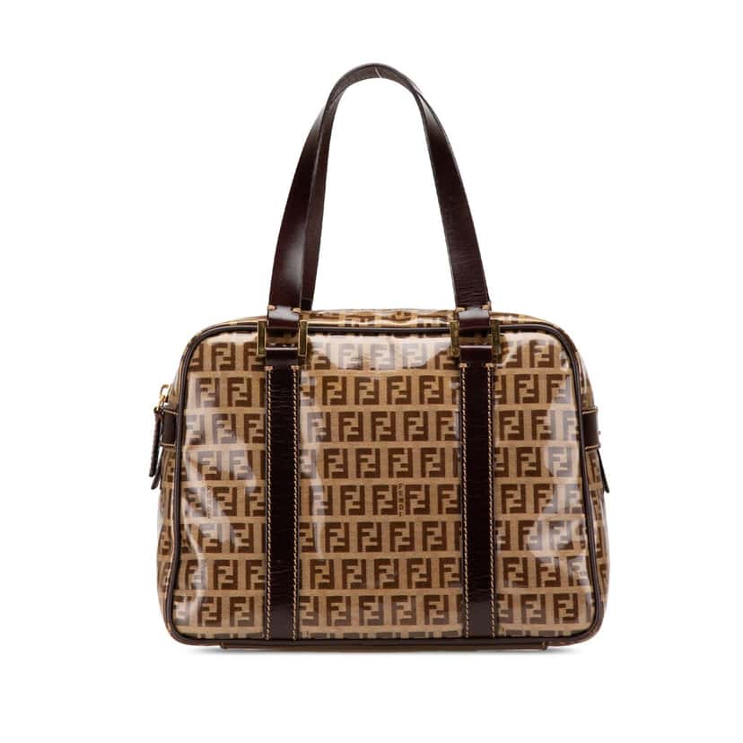 Fendi Zucchino Crystal Handbag Brown Canvas Good condition - Front View