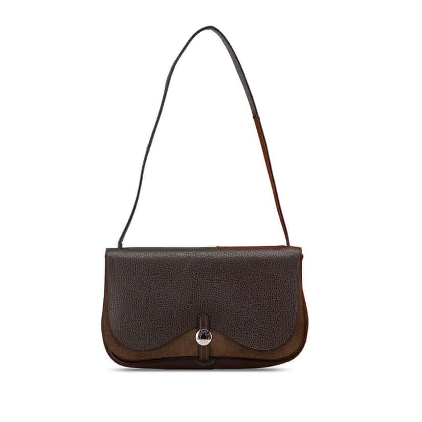 Hermès Vache Liege and Toile Sac Colorado PM Brown Leather Good condition - Front View