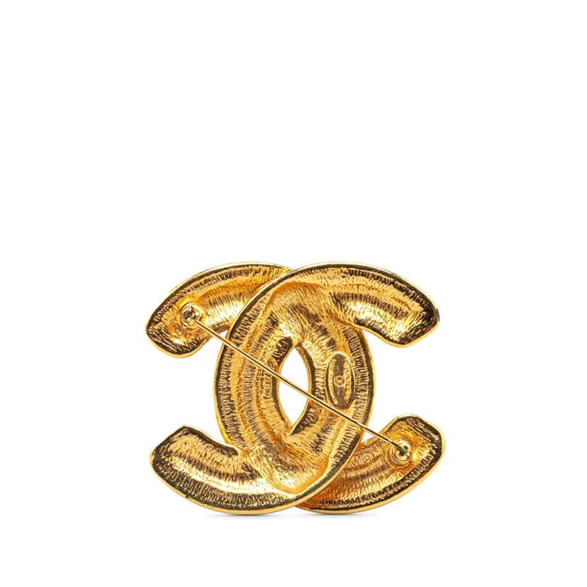 Chanel Gold Plated CC Quilted Brooch Gold Metal Good condition - Back View