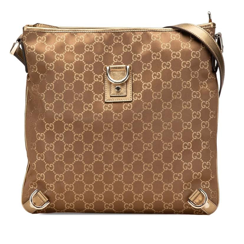 Gucci GG Satin Abbey D Ring Crossbody Brown Satin Good condition - Front View