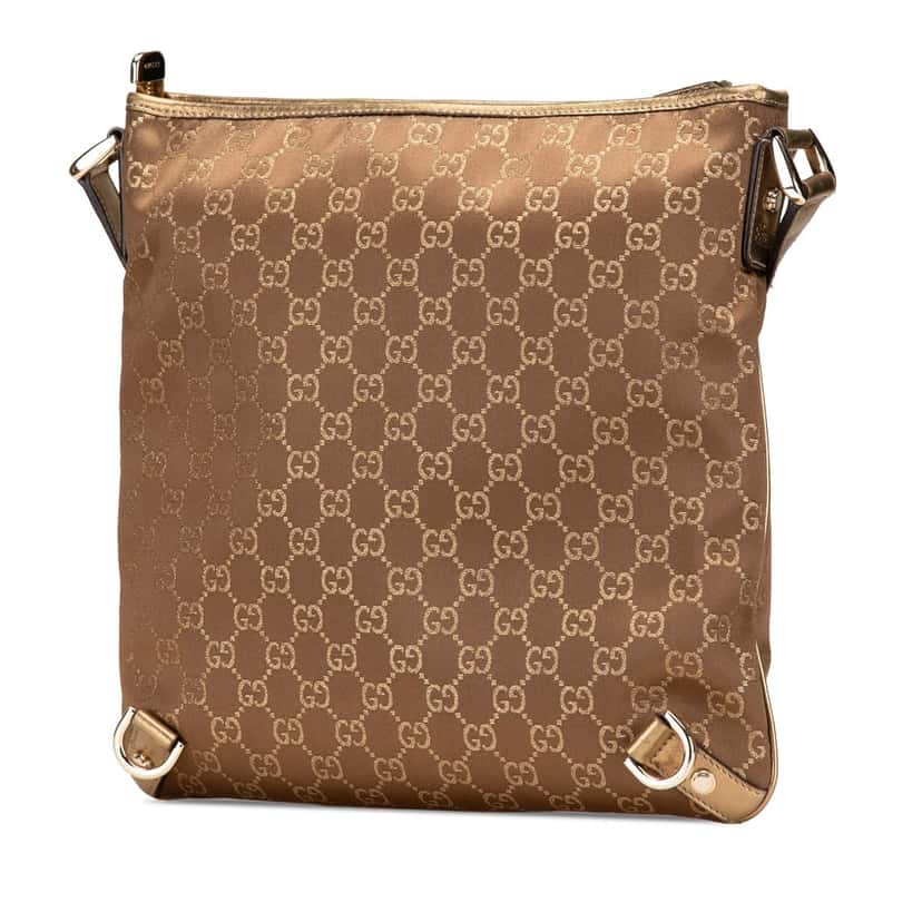 Gucci GG Satin Abbey D Ring Crossbody Brown Satin Good condition - Back View