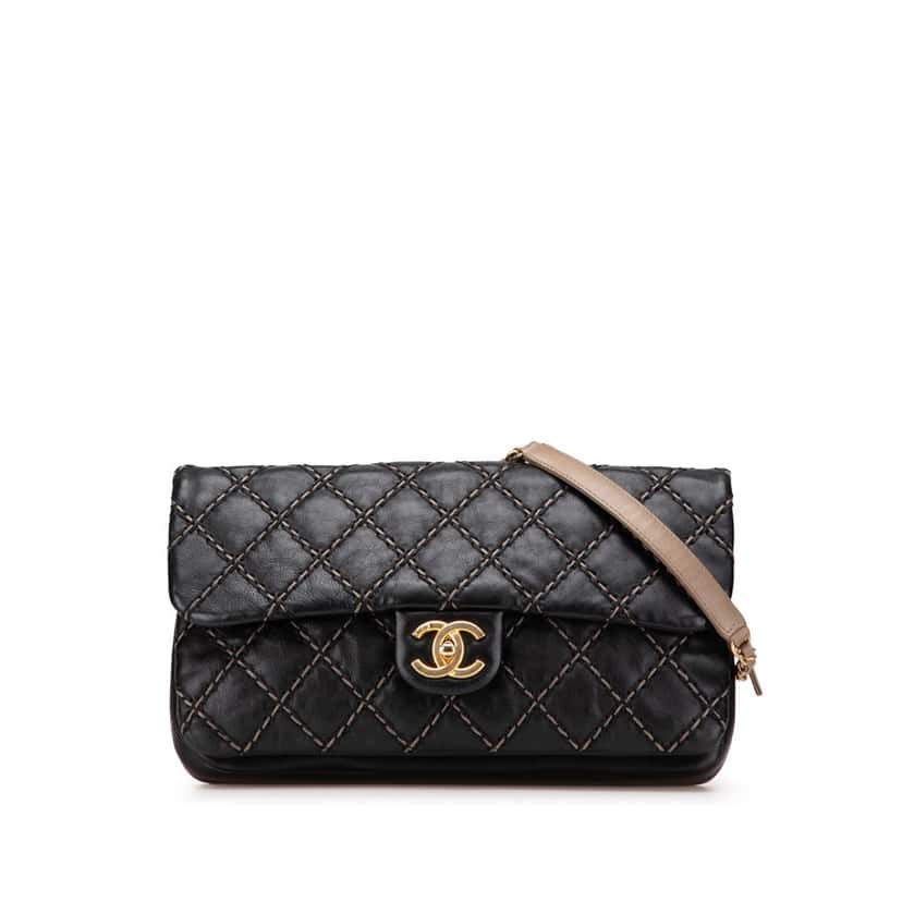 Chanel Paris Dallas Quilted Calfskin Chic Stitch Flap Black Leather Good condition - Front View