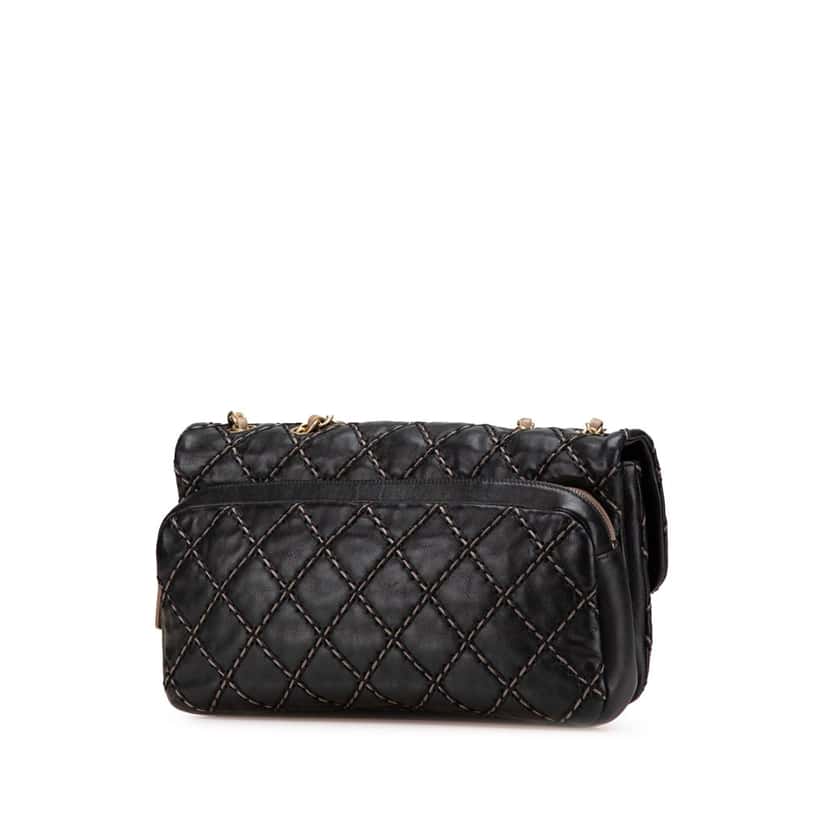 Chanel Paris Dallas Quilted Calfskin Chic Stitch Flap Black Leather Good condition - Back View