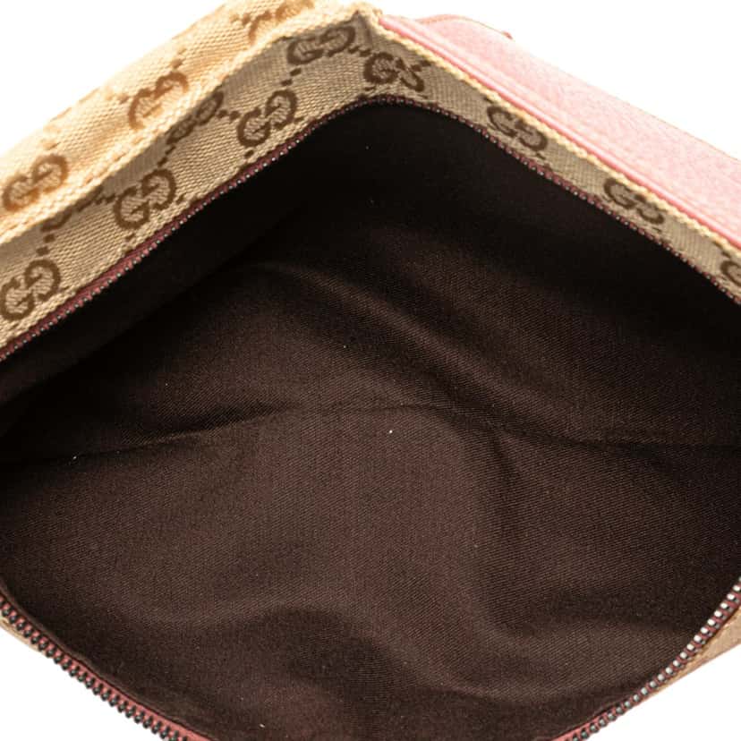 Gucci GG Canvas Web Double Pocket Belt Bag Brown Canvas Good condition - Model View