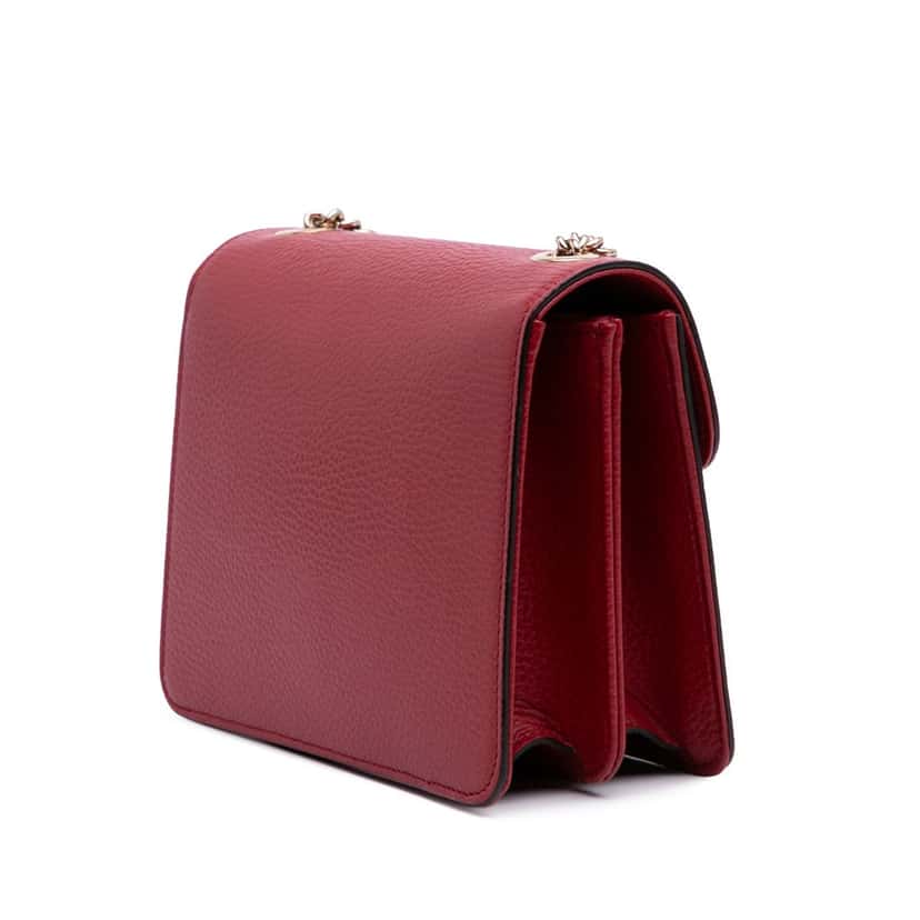 Gucci Small Dollar Calfskin Interlocking G Crossbody Red Leather Good condition - Back View