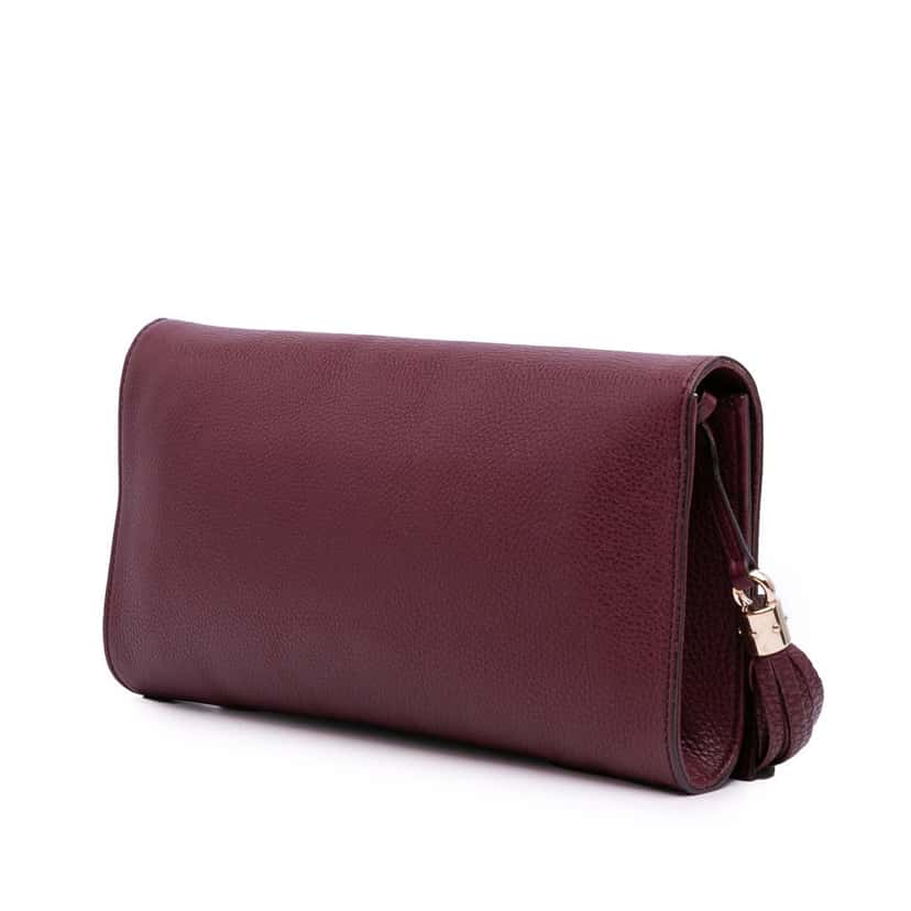 Gucci Leather Soho Disco Clutch Red Leather Good condition - Back View