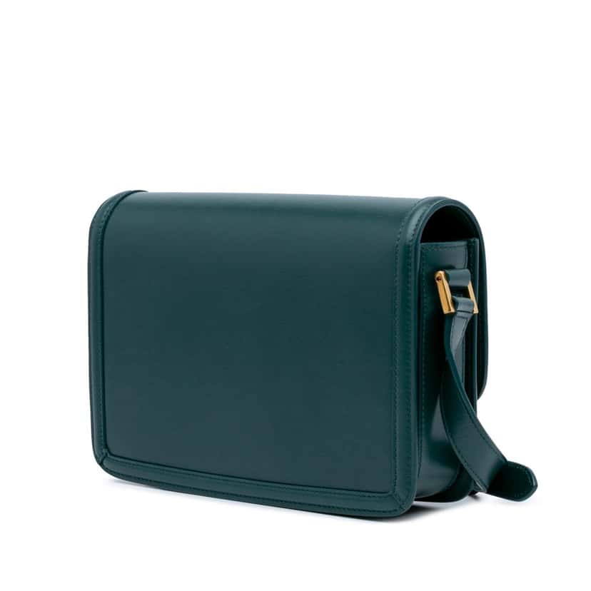 Saint Laurent Medium Leather Solferino Satchel In Box Green Leather Good condition - Back View