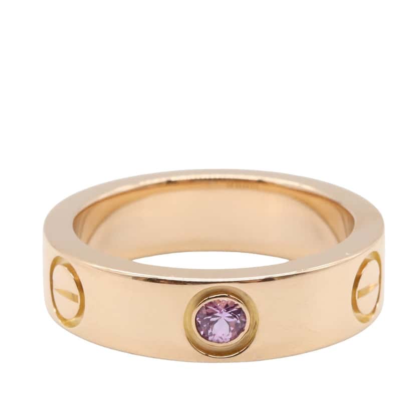 Cartier 18K Rose Gold and Pink Sapphire Classic Love Ring Pink Rose Gold Good condition - Front View