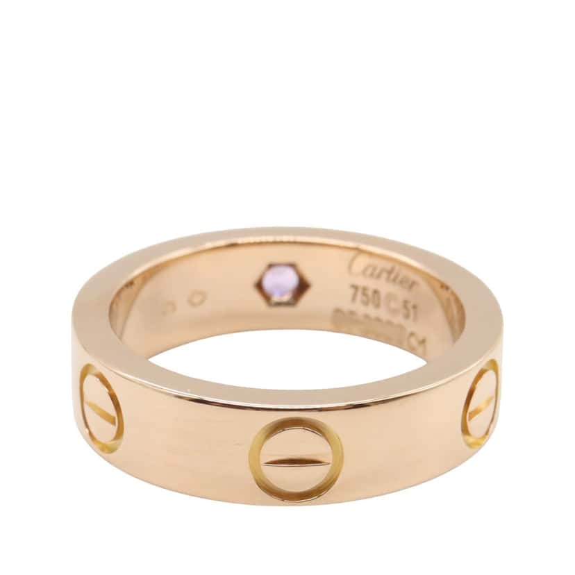 Cartier 18K Rose Gold and Pink Sapphire Classic Love Ring Pink Rose Gold Good condition - Back View