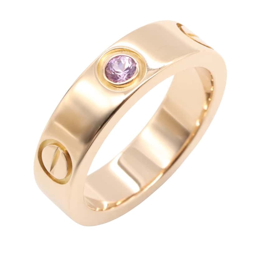 Cartier 18K Rose Gold and Pink Sapphire Classic Love Ring Pink Rose Gold Good condition - Model View
