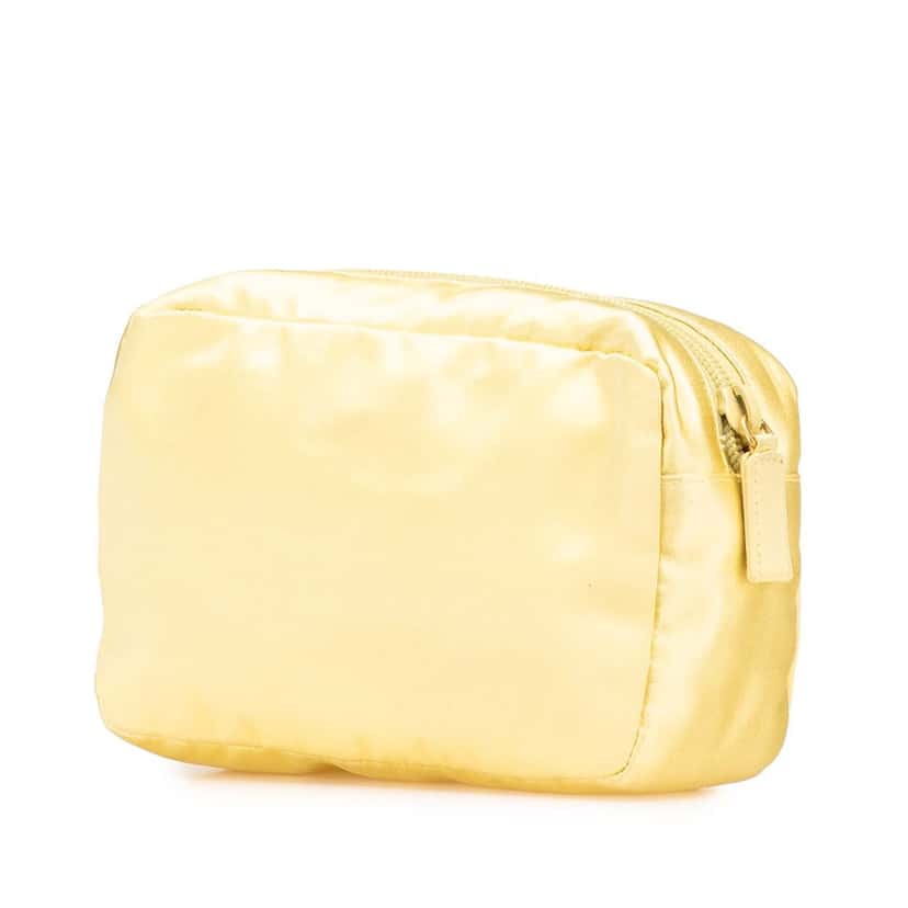 Prada Raso Cosmetic Pouch Yellow Satin Good condition - Back View