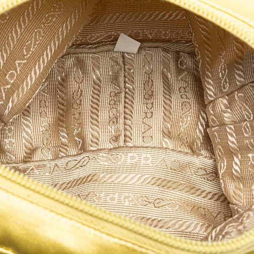 Prada Raso Cosmetic Pouch Yellow Satin Good condition - Model View